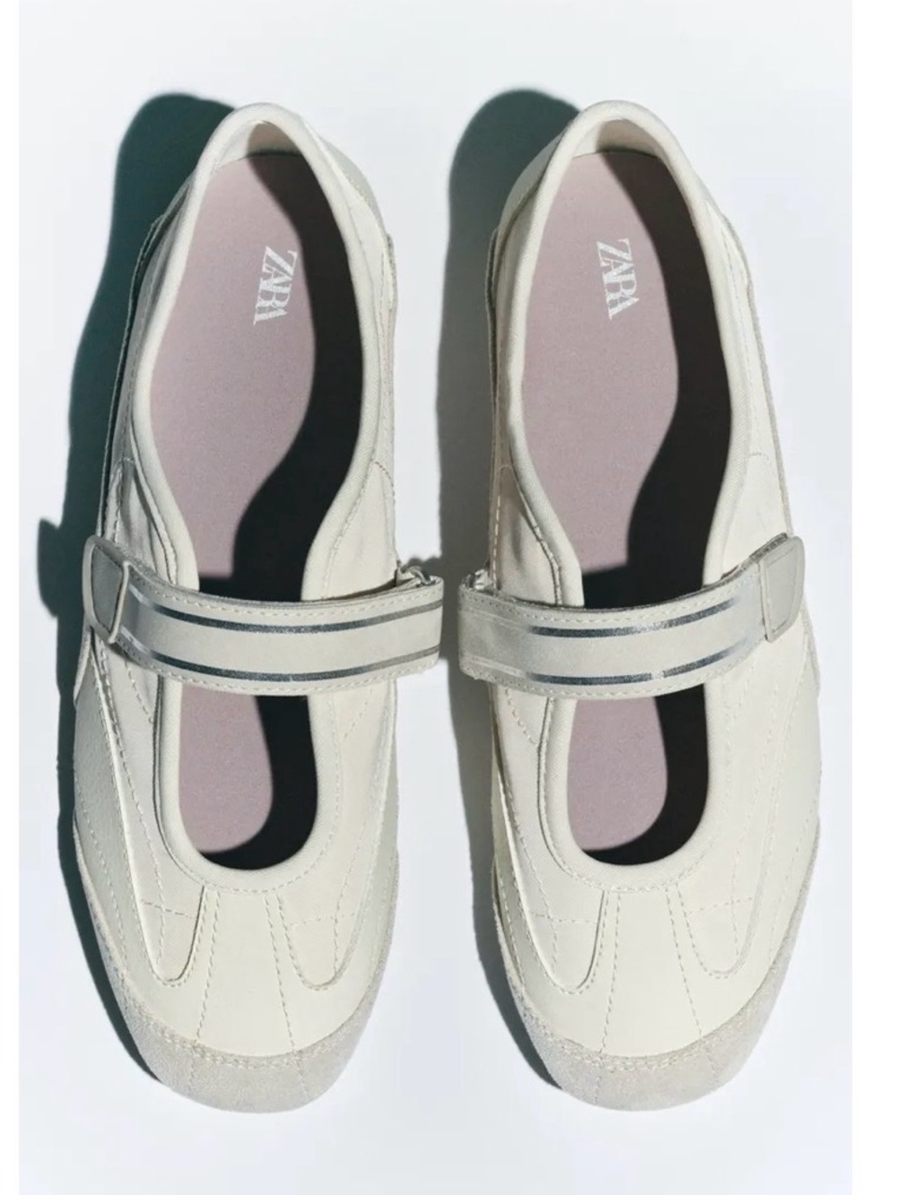 Zara Off-White Contrast Ballerina Sneakers
